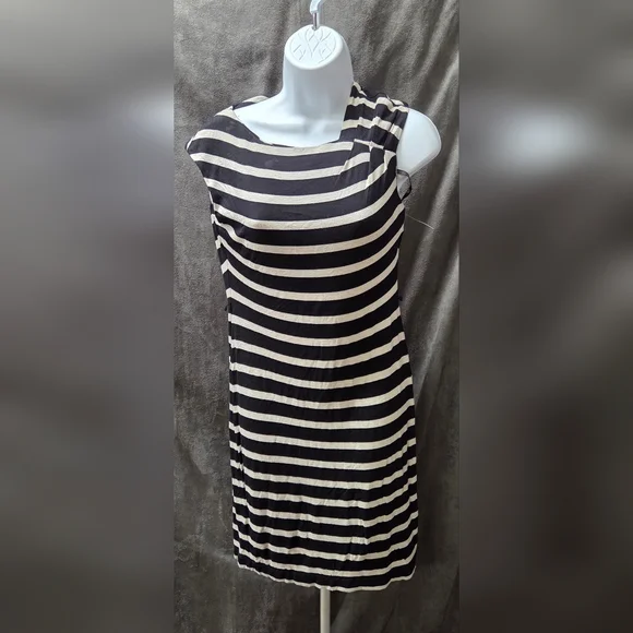 navy blue dress for baby girl Calvin Klein Asymmetric Bow Sheath Dress - Black/ White